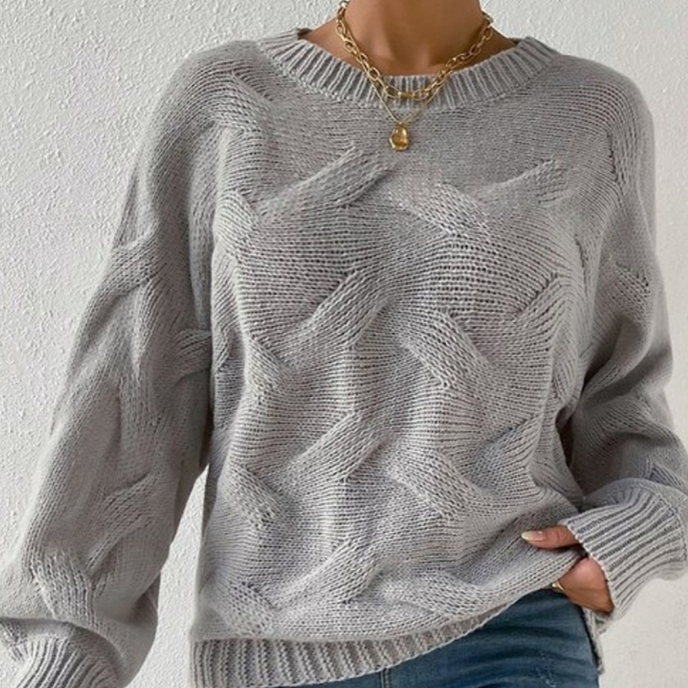 Classic Cross Loose Fit Lightweight Knit Gray Sweater - Picture 3 of 6